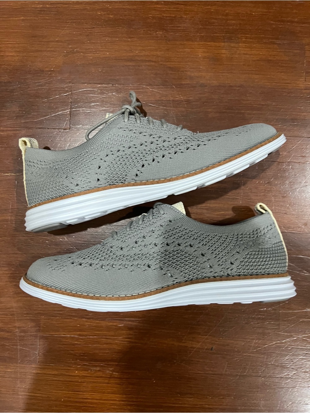 Cole Haan Gray Knit Lace-Up Oxfords